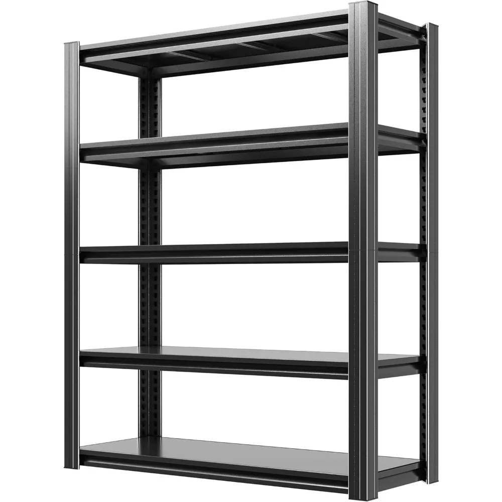 أرفف جراج 72 بوصة ارتفاعًا، أرفف جراج شديدة التحمل، أرفف تخزين قابلة للتعديل بوزن 2500 رطل و5 طبقات مناسبة للمستودعات والطابق السفلي #1