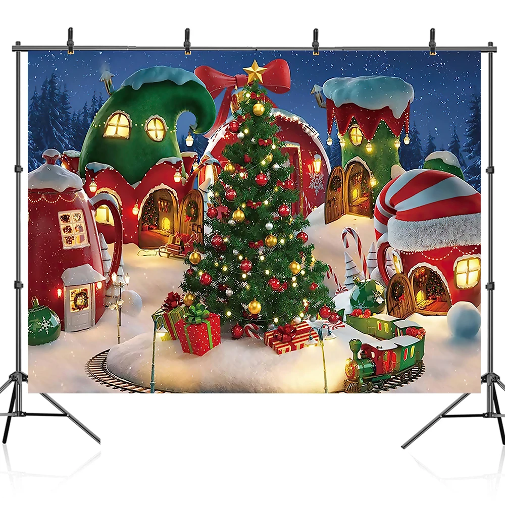 Bonvvie Christmas Backdrop Christmas Tree Window Fireplace Stockings Baby Portrait Photography Background Photocall Photo Studio