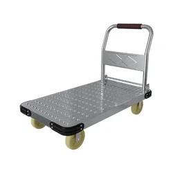 Steel Plate Small Cart silent Wheel Cargo hand Truck Flat Cart Folding Portable Trailer
