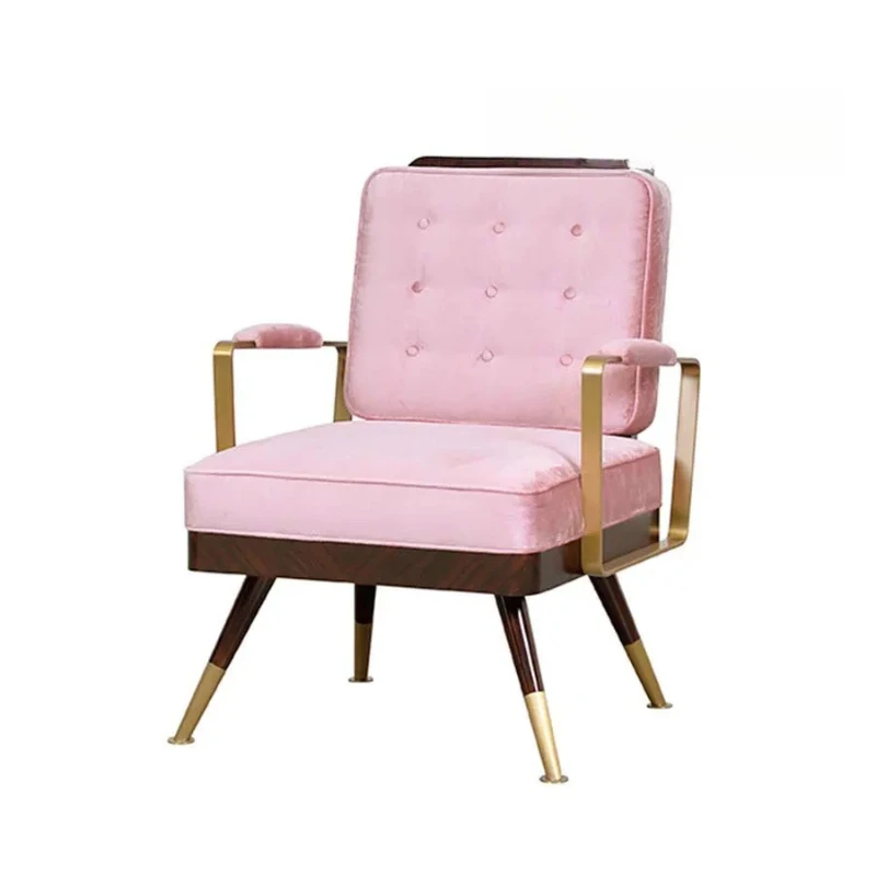 

Nordic Retro Style Solid Wood Soft Bag Armrest Single Sofa Modern Light Luxury Living Room Leisure Sofa