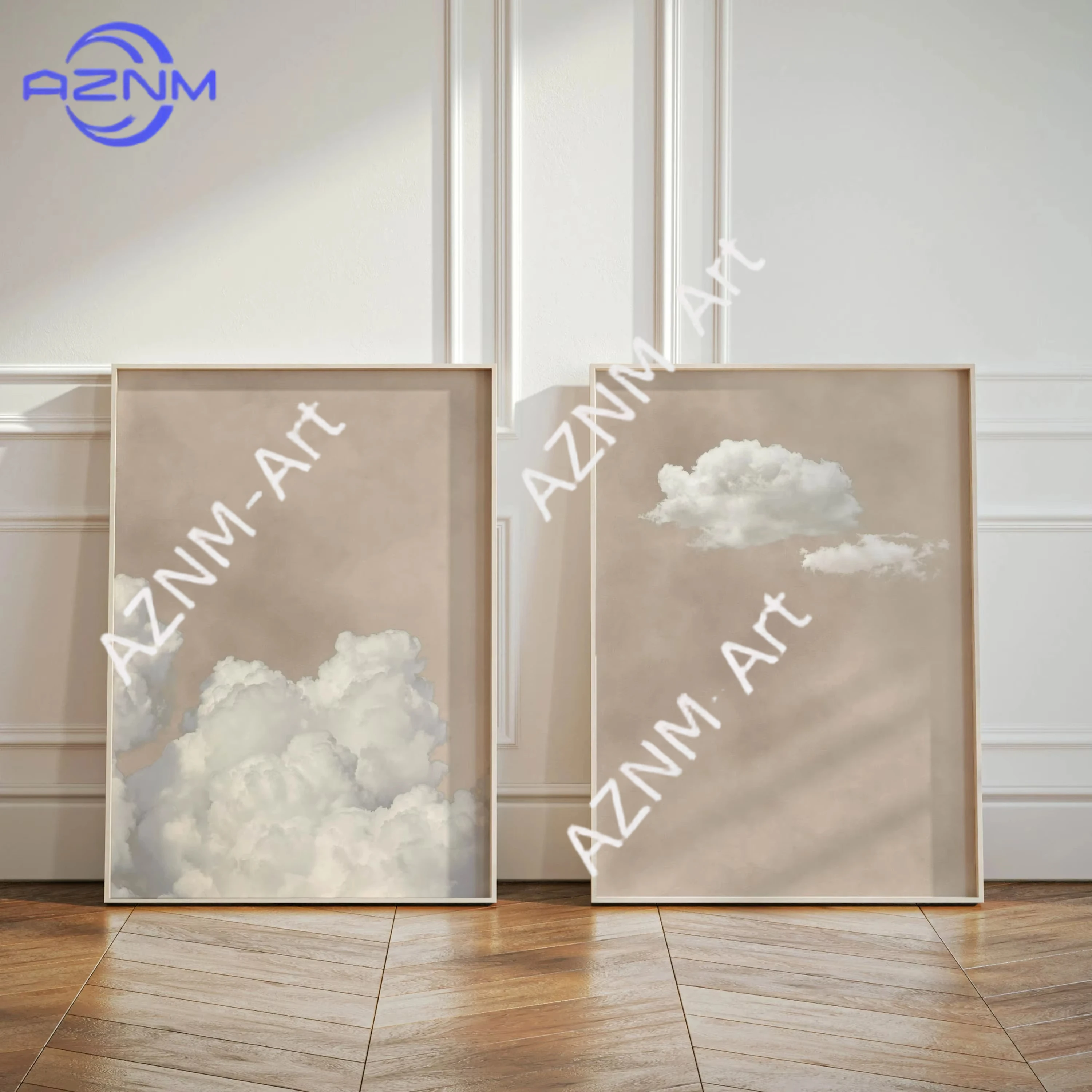 Minimalistische Himmelskunst-Leinwanddrucke für modernes Wohnzimmer, Schlafzimmer, ästhetische Heimdekoration, Geschenke, beige Wolken-Wandkunst-Poster, abstrakt