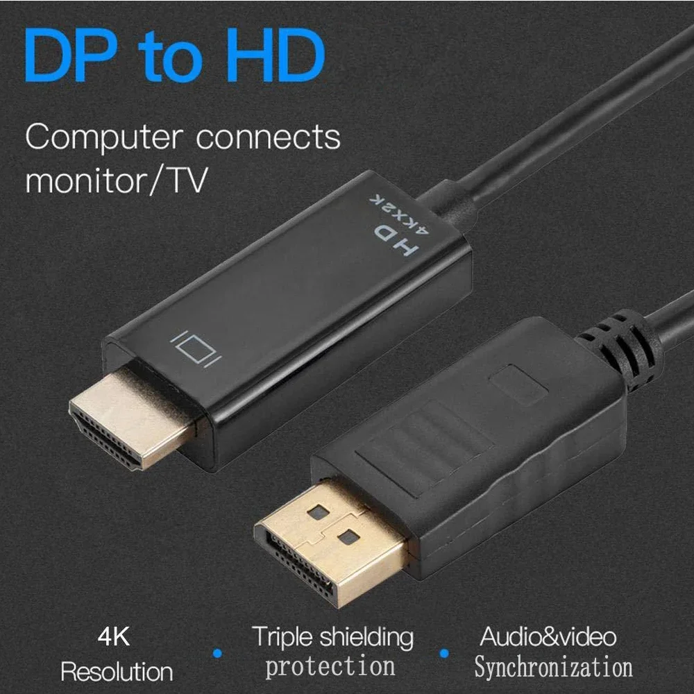 Pop 4K 2K DisplayPort إلى HDMI-متوافق مع محول صوت الفيديو محول عرض ميناء كابل DP لأجهزة الكمبيوتر المحمول العارض شاشة تلفزيون الكمبيوتر