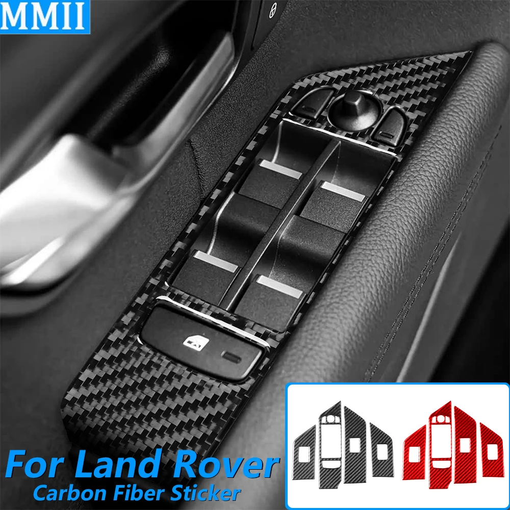 

Для Land Rover Range Rover Evoque 2012-2015: накладка на панель управления стеклоподъемниками из углеродного волокна, аксессуар для автомобиля, наклейка