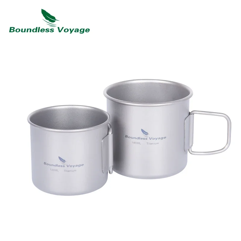 Boundless Voyage 120ml Titanium Mini Coffee Cup Ultralight 180ml Stackable Tea Cup Wine Milk Mugs Outdoor Camping Drinkware