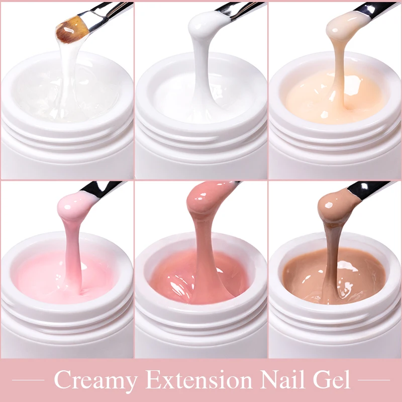 푸엔테 12개 크리미 연장 네일 젤 폴리쉬 키트 클리어 화이트 누드 핑크 빌더 네일 젤 쏙 오프 UV 네일 아트 바니쉬 매니큐어