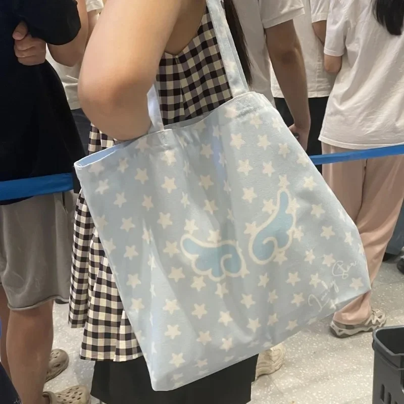 

Japanese Sweet Wings Stars Print Shoulder Bags Y2k Aesthetic Casual Shopping Underarm Bag All Match Women Purses and Handbags