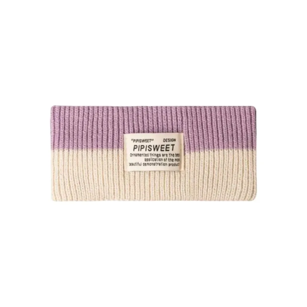 

Simple Stretchy Knitted Headband Soft Woolen Yarn Workout Headband Wide Letter Contrast Color Headwrap Hair Styling Accessory