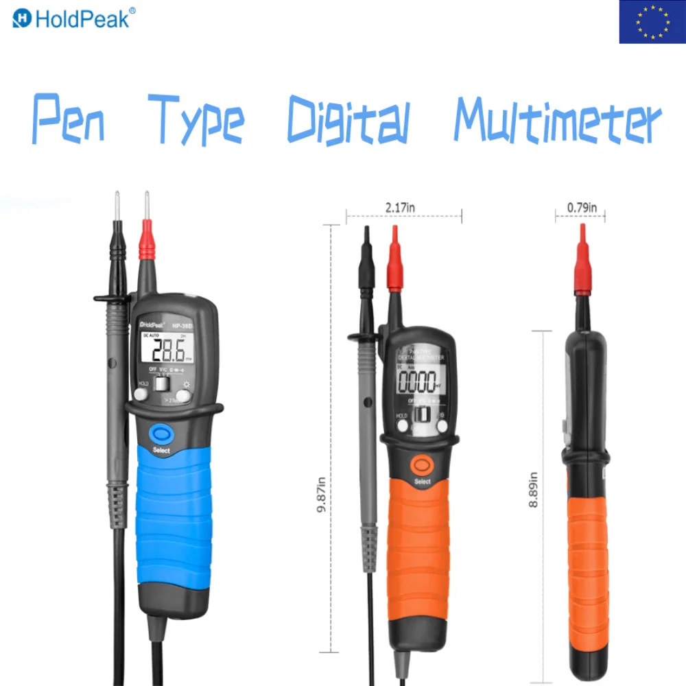 HP38B Series Pocket Multimeter 6000 Counts Digital Pen Tester with Backlight AC/DC Voltage Resistance Capacitance Diode Portable