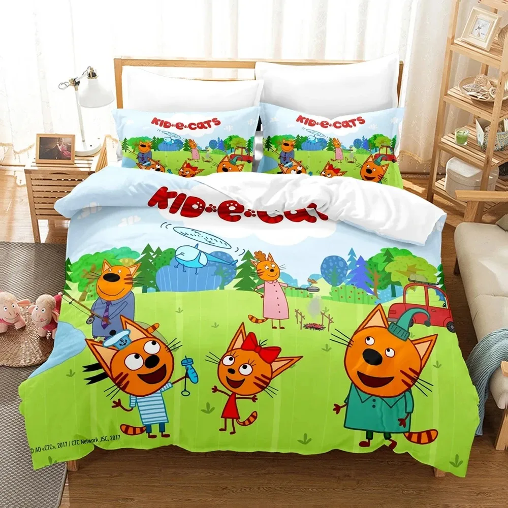 

3D Print Kid-E-Cats Cartoon Bedding Set Double Twin King Duvet Cover Comforter Pillowcase Boys Girls Adults Bedroom