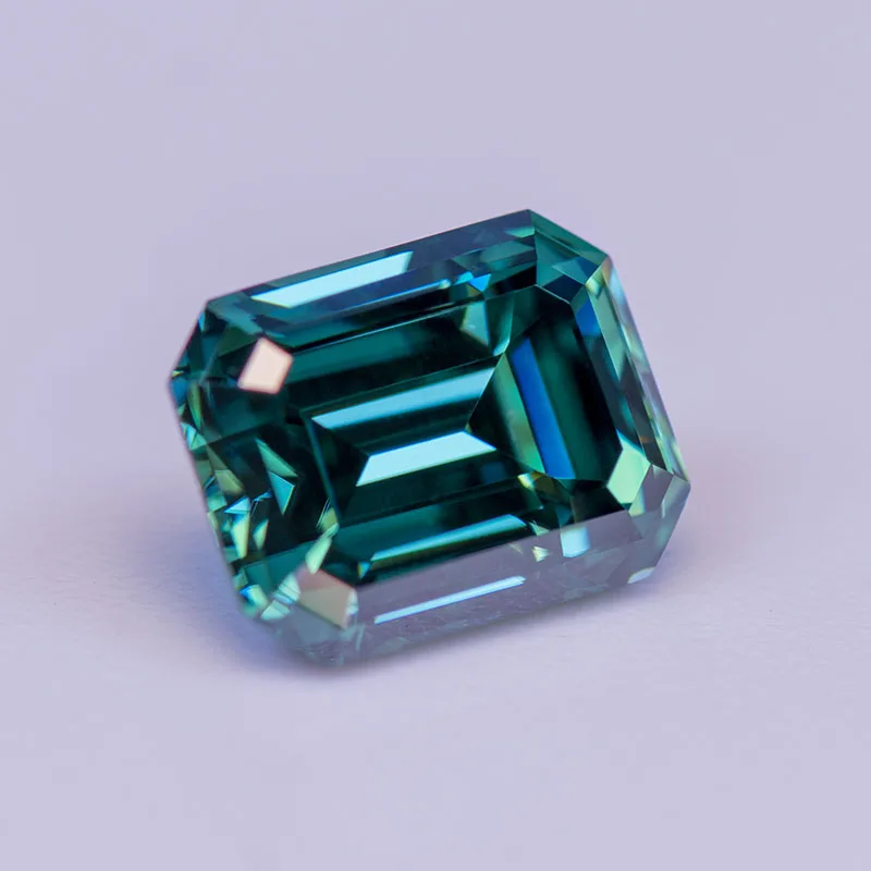 Moissanite Gemstone Emerald Cut Natural Color Green Lab Grown Diamond For Charms DIY Jewelry Making With GRA Certificate