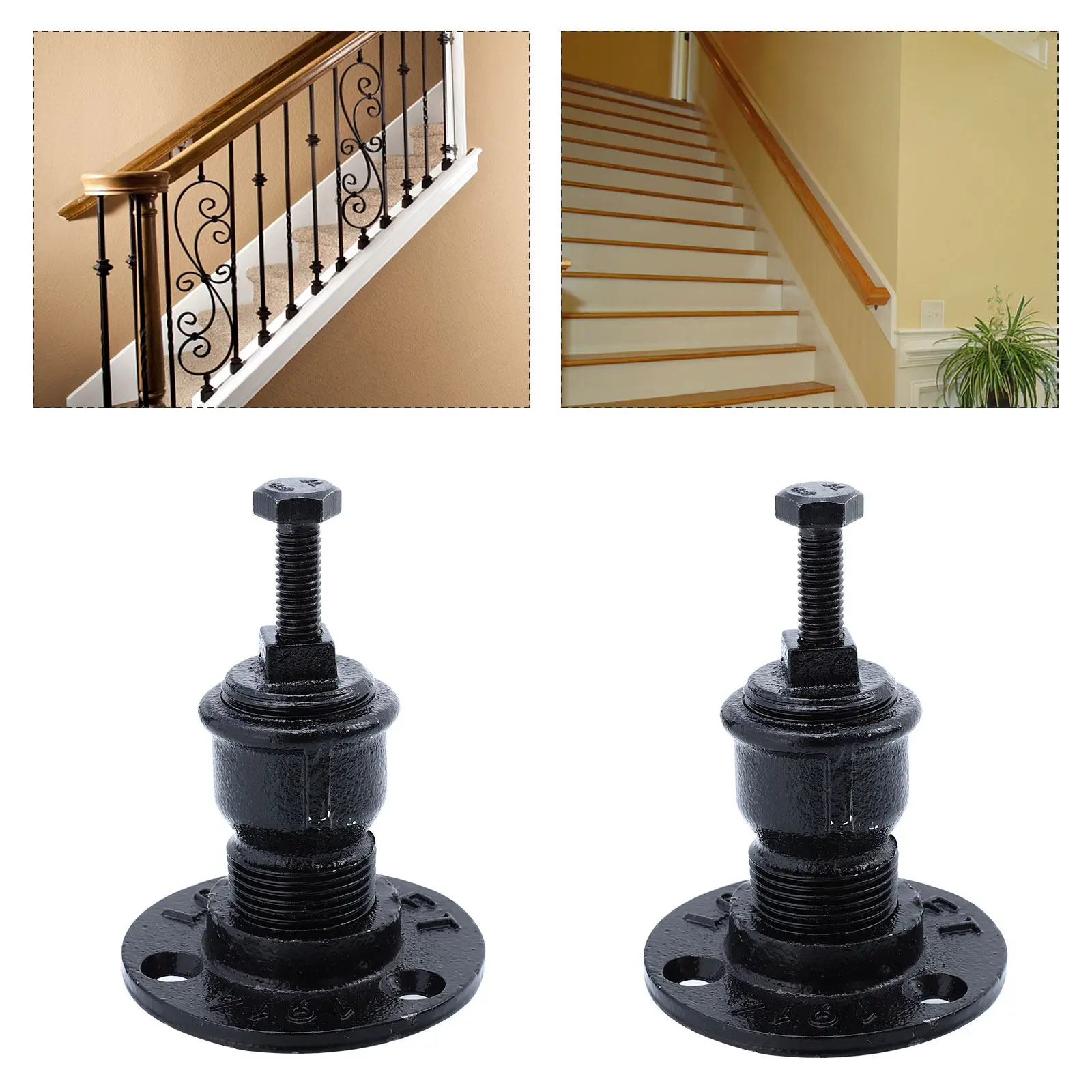 Suporte de corrimão, 2 peças, forte capacidade de carga, montado na parede para superfícies de metal, madeira, vidro, instalação de corrimão de escada