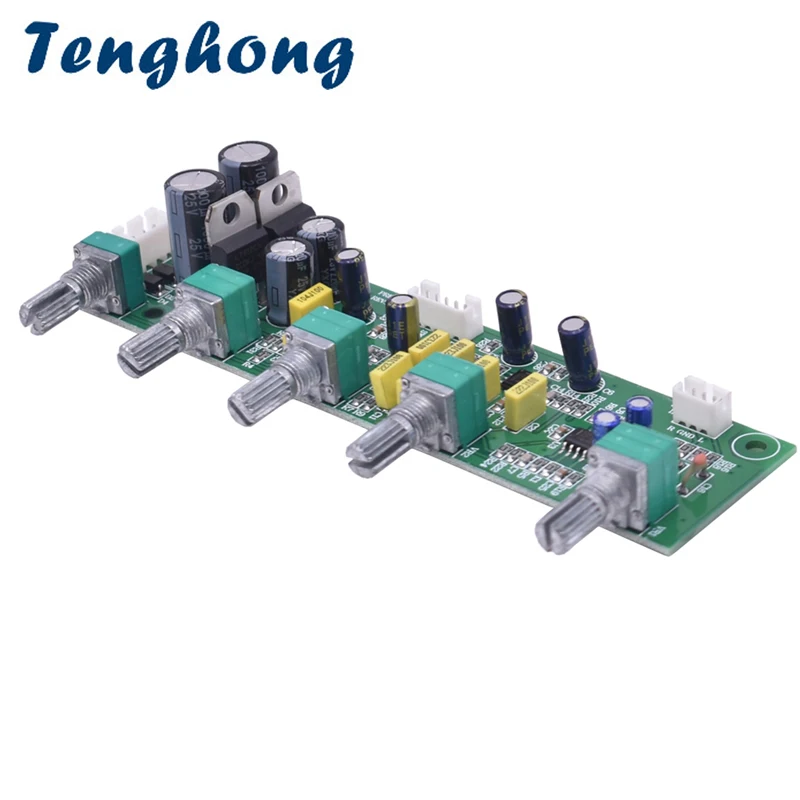 

Tenghong NE5532 Плата предусилителя сабвуфера HiFi 2,1 Плата тона предусилителя Высокие басы Независимая регулировка Двойной AMP AC12-15V