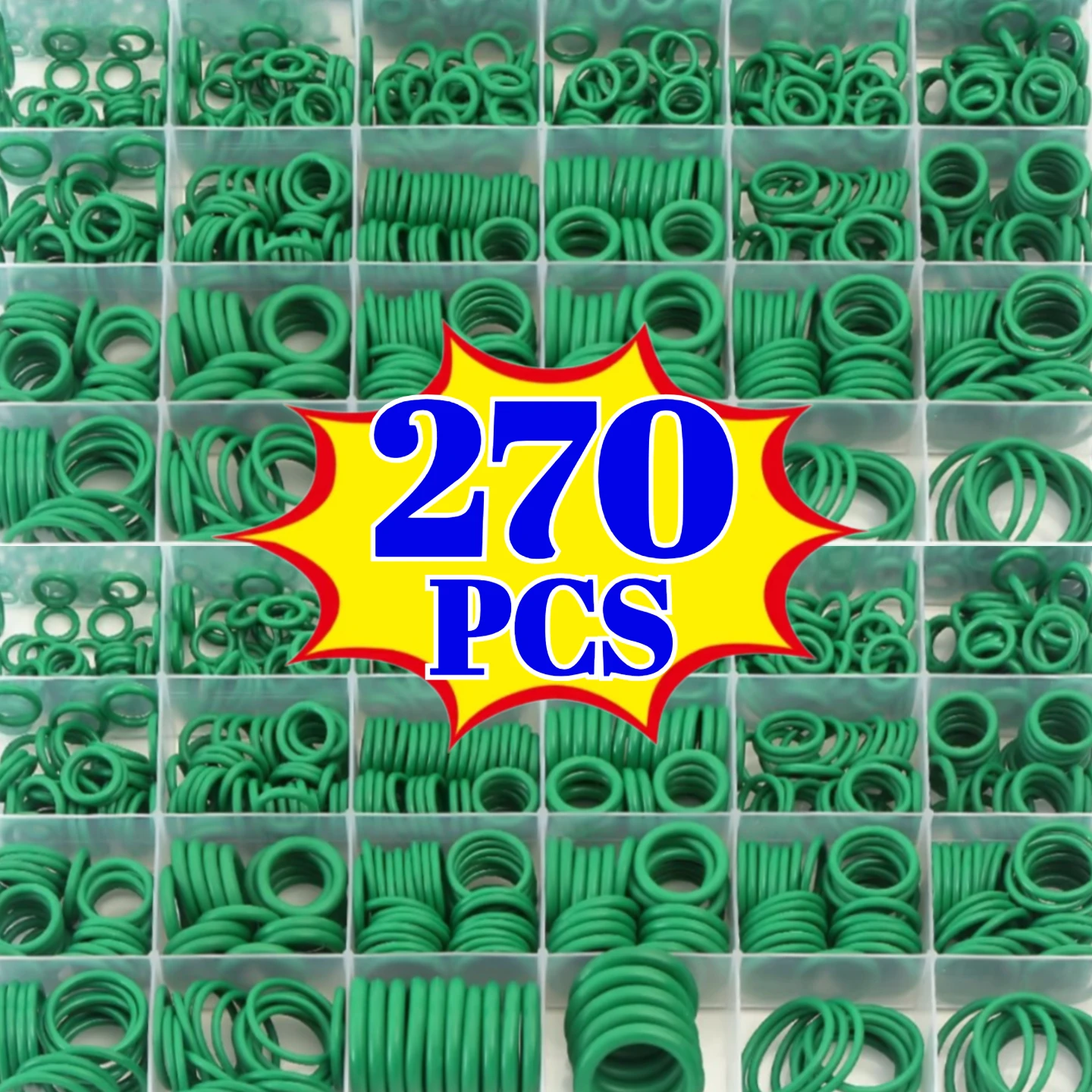 270-Piece Green Rubber O-Ring Kit, Universal Washers, Piping, and Industrial Applications, O-Ring Kit, Hydraulic Components