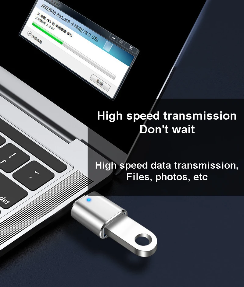 อะแดปเตอร์ USB 3.0 OTG 1 ชิ้น แปลง USB-C เป็น USB A เหมาะสำหรับ Macbook Samsung Xiaomi Huawei LED หัวต่อ USBC OTG
