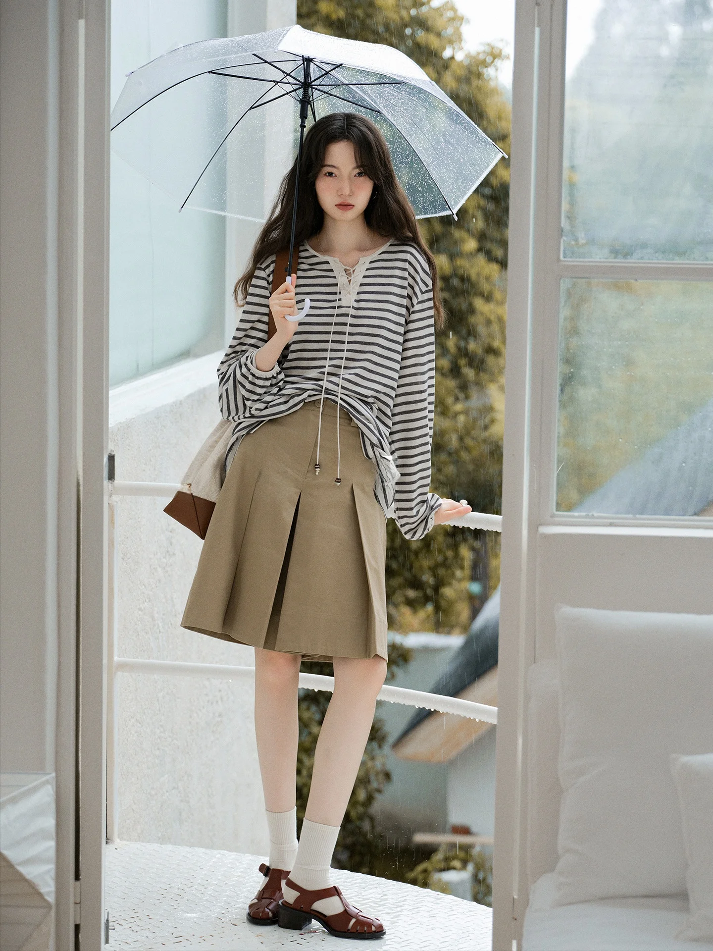 

Biggie Concentrated Version Autumnal Heavy Design Folded Khaki Loose Mid-Calf Casual Pants Women's Loose Wide Leg Trousers