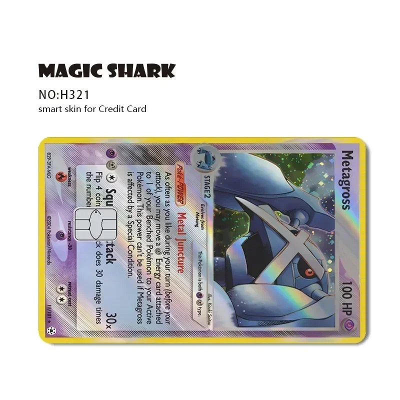 Tiburón mágico lindo Jirachi Celebi TCG holográfico láser débito tarjeta de crédito piel película pegatina cubierta No se decolora lado frontal