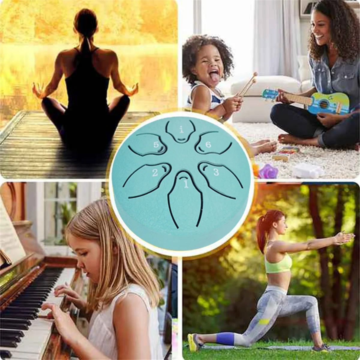 A71P طبلة المطر لطبل اللسان الصلب الخارجي، 6 ملاحظات 3 بوصة شقرا خزان طبل الصلب قرع مبطن مطارق الأخضر الداكن #3