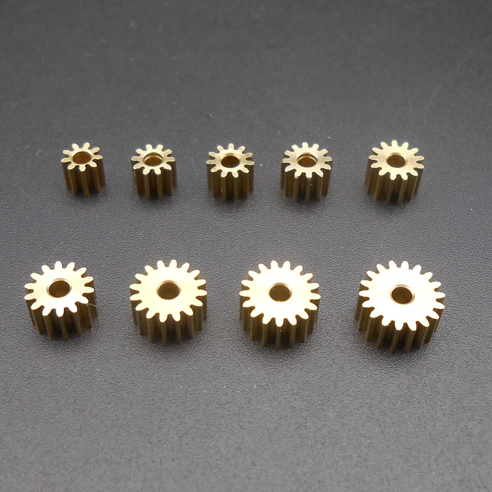 5Pcs 0.4M Brass Gear Spur Pinion Mechanical Small 0.4 Modulus Bore Hole Aperture 2MM 1.98MM 9/10/11/12/13/14/15/16/17/18 Teeth