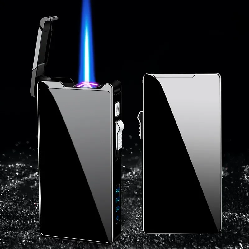 Creative Gas Electric Dual Purpose Pulse Dual Arc Windproof Lighter Outdoor Flameless Electric Metal Cigar Lighter Men's Gifts