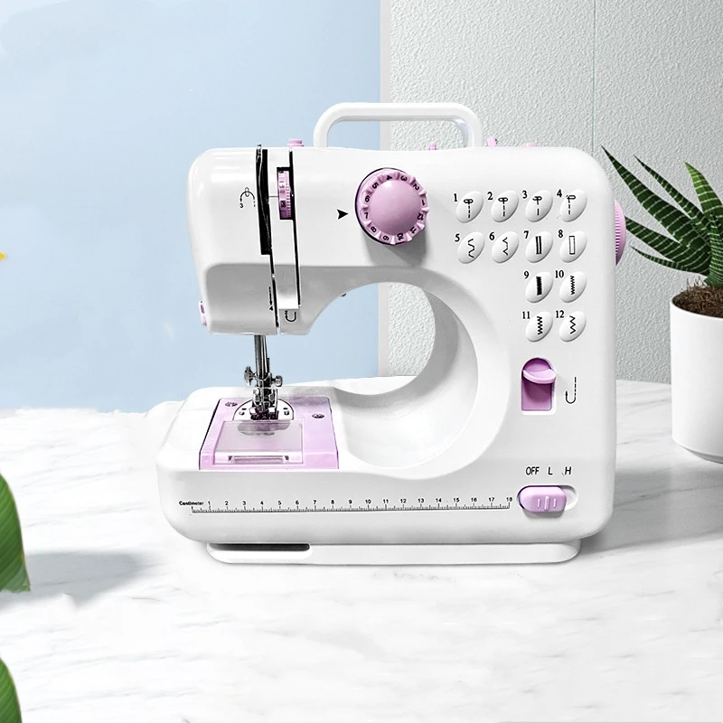 Portable sewing machine with 12 types of built-in stitches and dual thread, suitable for beginners to manually make DIY multiple