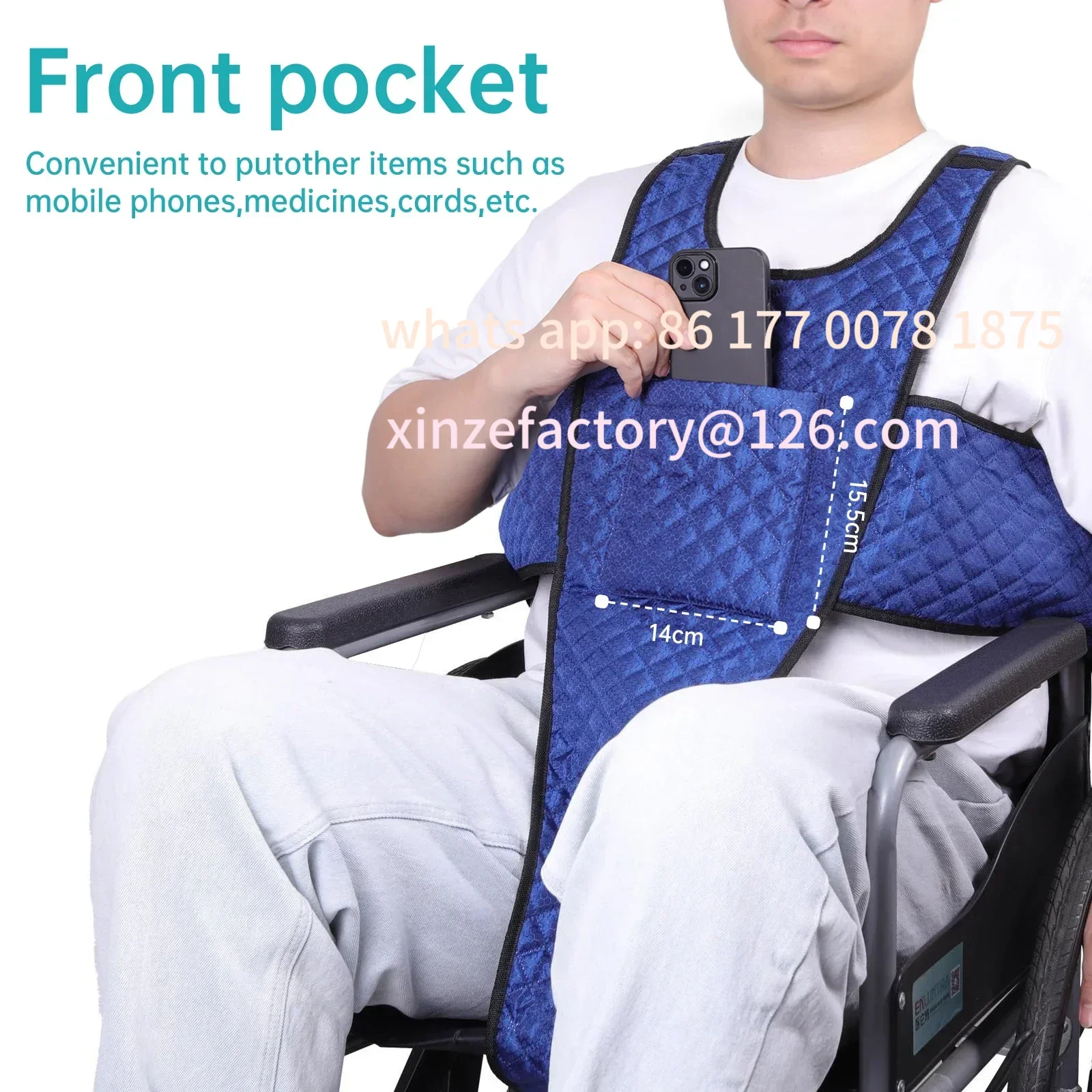 

Customizable Wheelchair Seatbelt with Pocket Non-Slip and Drop-Resistant Wheelchair Safety Belt Harness with Adjustable Straps