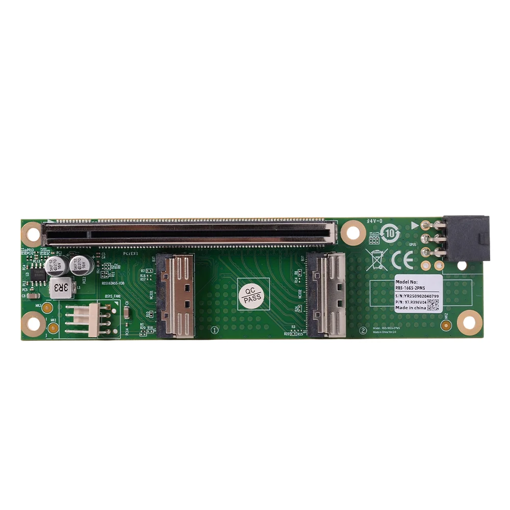 PCIe 4.0 5.0 16x для SlimSAS MCIO Split Card SFF-8654 Базовая пластина с одним слотом для графического процессора, внешний кабель-адаптер расширения