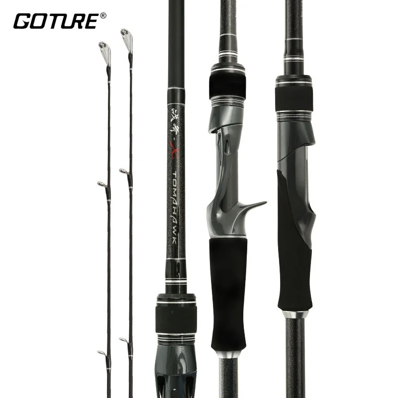 Goture H+MH Double Tips Spinning Casting Carbon Fiber Fishing Rod 1.8m 2.1m 2.4m Lure Rod For Saltwater Freshwater