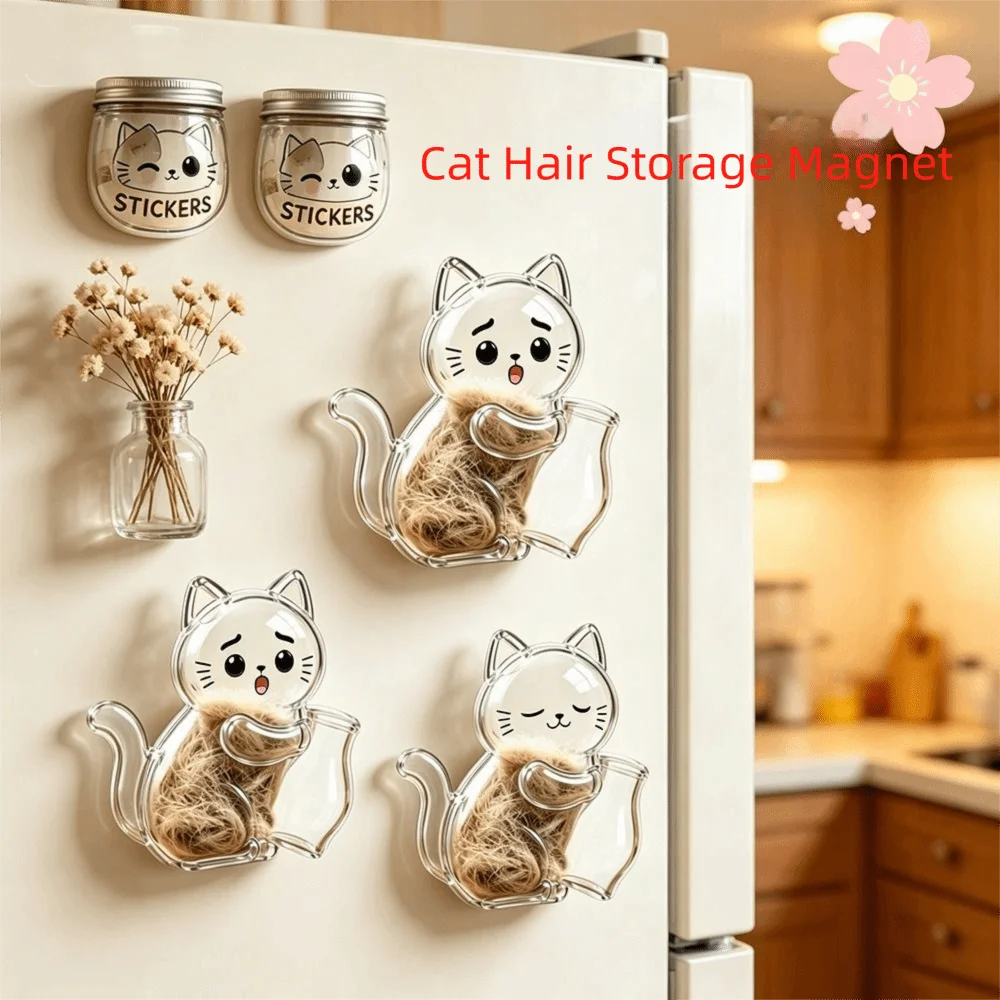 Magnetic Pet Memorial Fridge Magnet Lightweight Transparent Magnetic Storage Magnet Personalized Cat Shaped