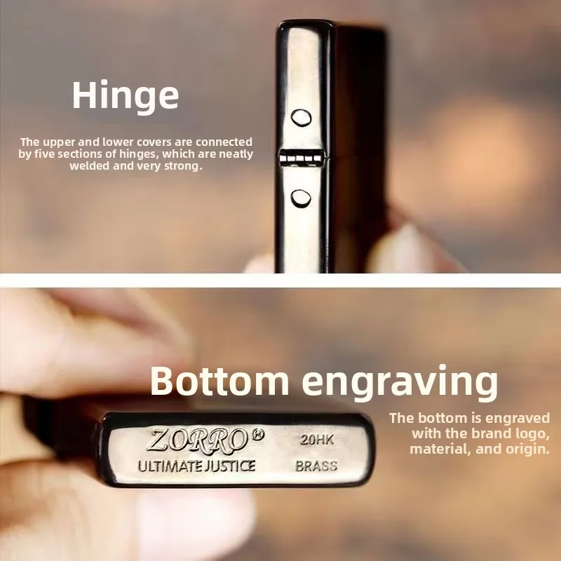 ZORRO ZC9 gift box carved fuel lighter, ultra-thin portable grinding wheel lighter, cigarette accessories, holiday gift - Image 5