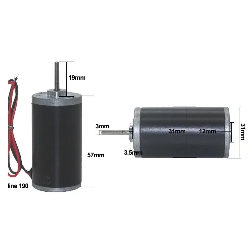 محرك تيار مستمر مغناطيسي دائم 31ZY محرك عزم دوران كبير صغير للأمام والخلف محرك عالي السرعة 12 فولت 24 فولت