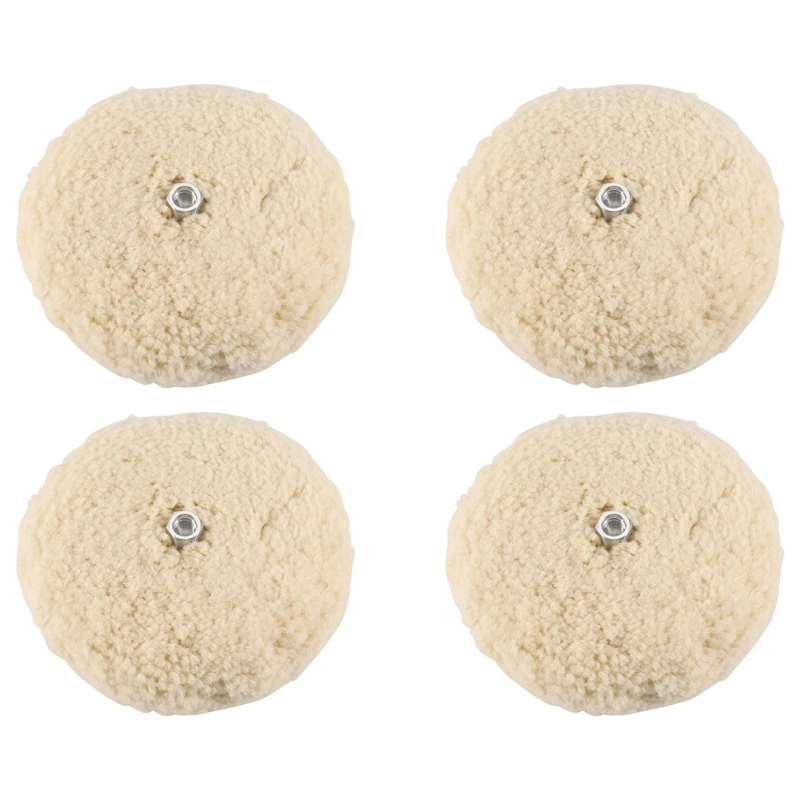 

7 Inch Double Sided Wool Polishing Pad Buffing Pad With 5/8 Inch Bolt Wool (Pack Of 4)