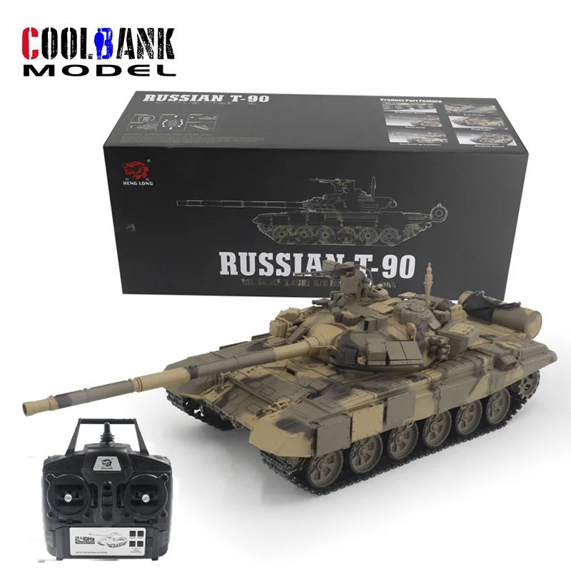 COOLBANK 2.4Ghz Heng Long 1/16 RC Tank 7.0 Ver. Russia T90 3938-1 tanque de guerra Tank Model BB Gun IR Battle RC tank toys Boys