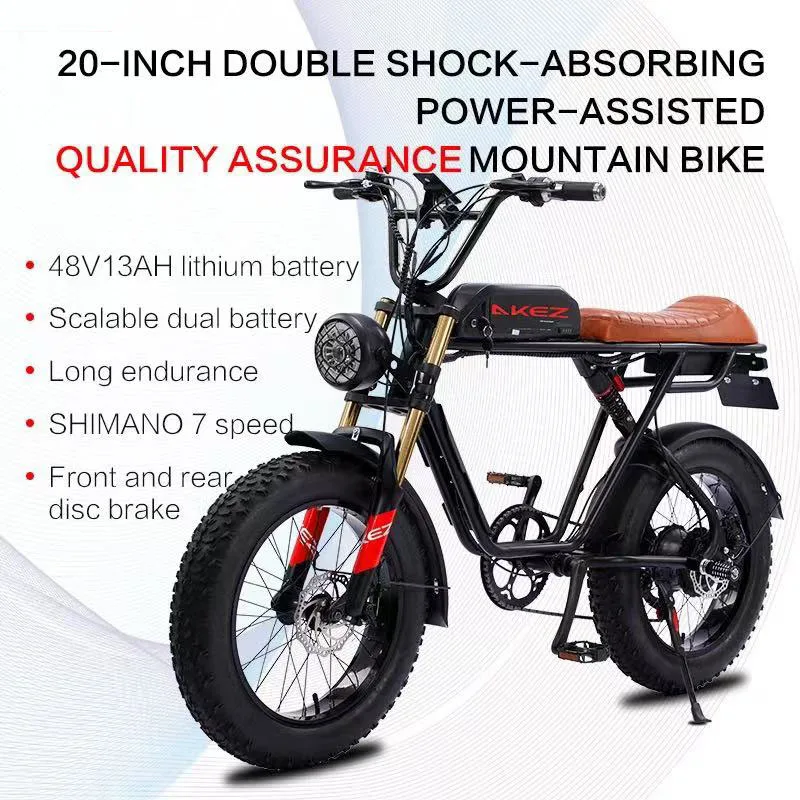 

US STOCK Electric Bike 750W Mountain Snow Beach Electric Bicycle Fat Tire Electric Bicycle 26AH Lithium Battery Electric Bicycle