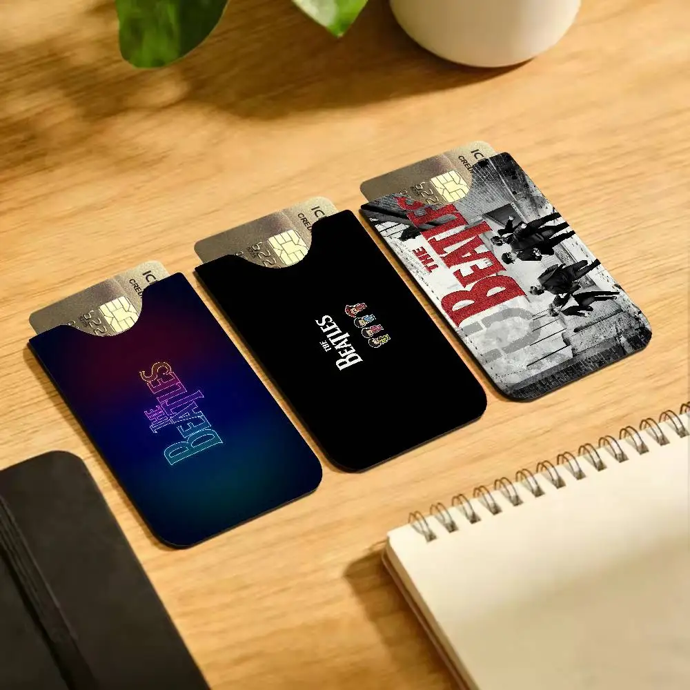 T-The-B-Beatles Rock Band Ultra-Thin Mini Leather Card Holder Wallets for Men Women Lightweight Soft Genuine Leather Credit Card