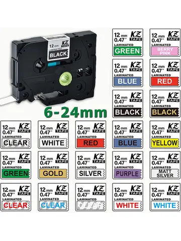 6-24mm  Compatible TZe-231 TZe121 TZ335 241 251 345 Label Laminated Tape FOR PT-H110 PT-210D PT-E550W PT-710BT