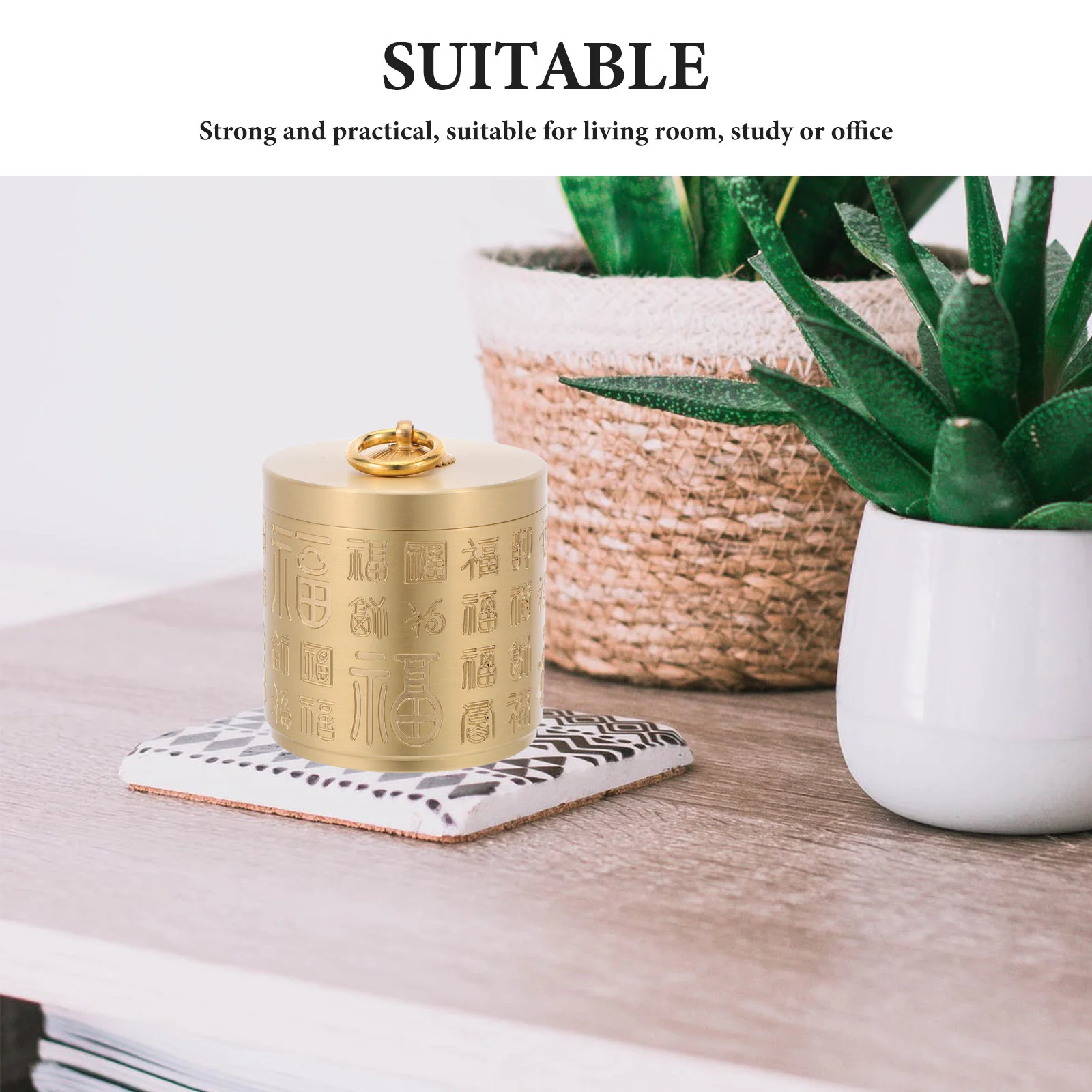 منفضة سجائر نحاسية عتيقة مستديرة مع غطاء حامل سيجارة معدني شديد التحمل للمنزل والمكتب والسيارة والحديقة والفناء وسطح المكتب ديكور المدخن #4