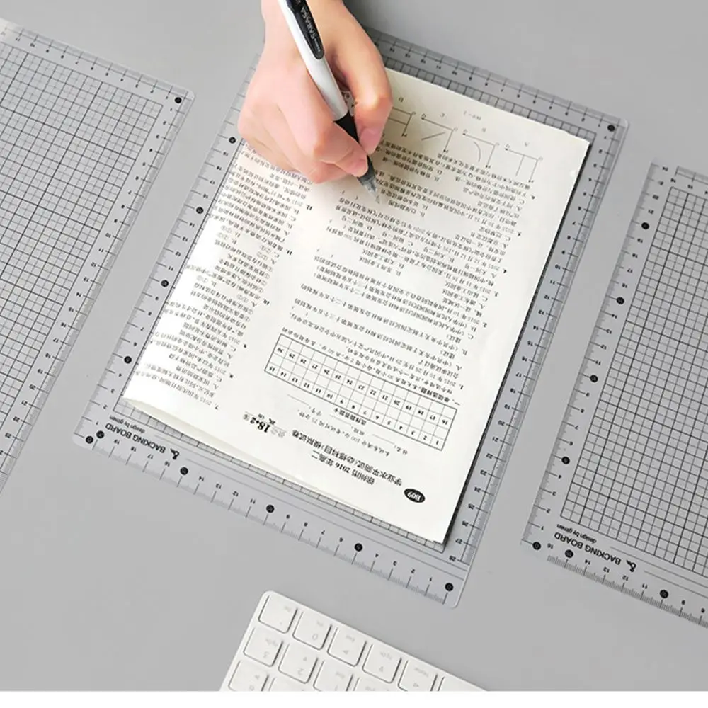 Flat School Measuring Supplies Students Stationery Transparent Grid Ruler Board Cutting Mats Writing Pad Drawing Clipboard