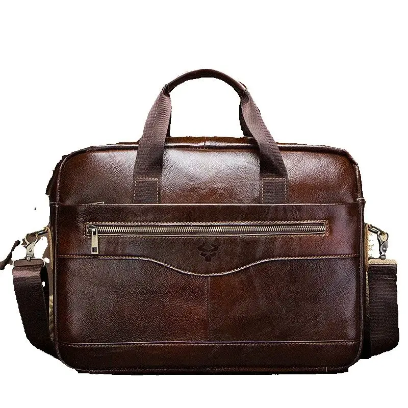 

Мужской деловой портфель для ноутбука из натуральной кожи, модная ручная сумка через плечо на одно плечо для поездок на работу, Mochilas