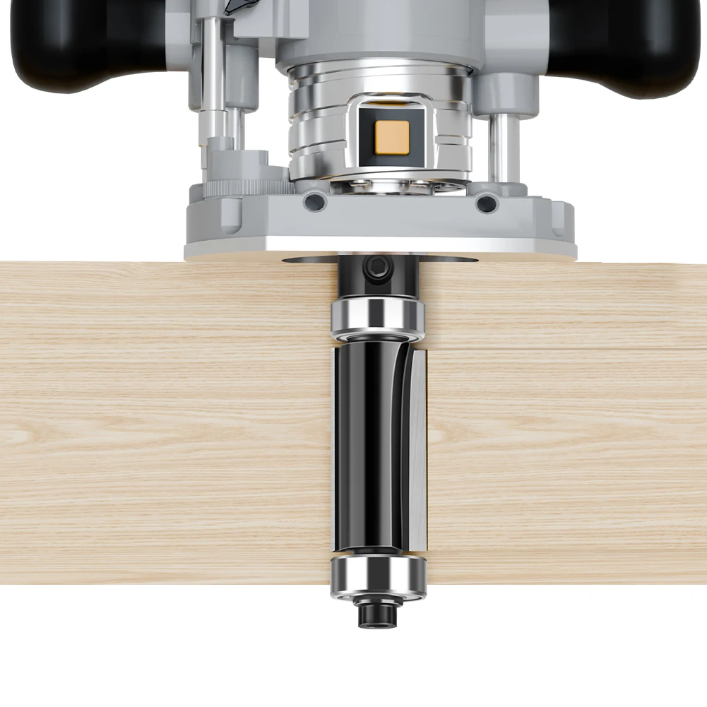6mm 1/4 "Shank Double-SHAFT ซ่อมเครื่องตัดขอบ Woodworking Router Bit Face ด้านบนและด้านล่างแบริ่งเครื่องตัดไม้เครื่องมือ