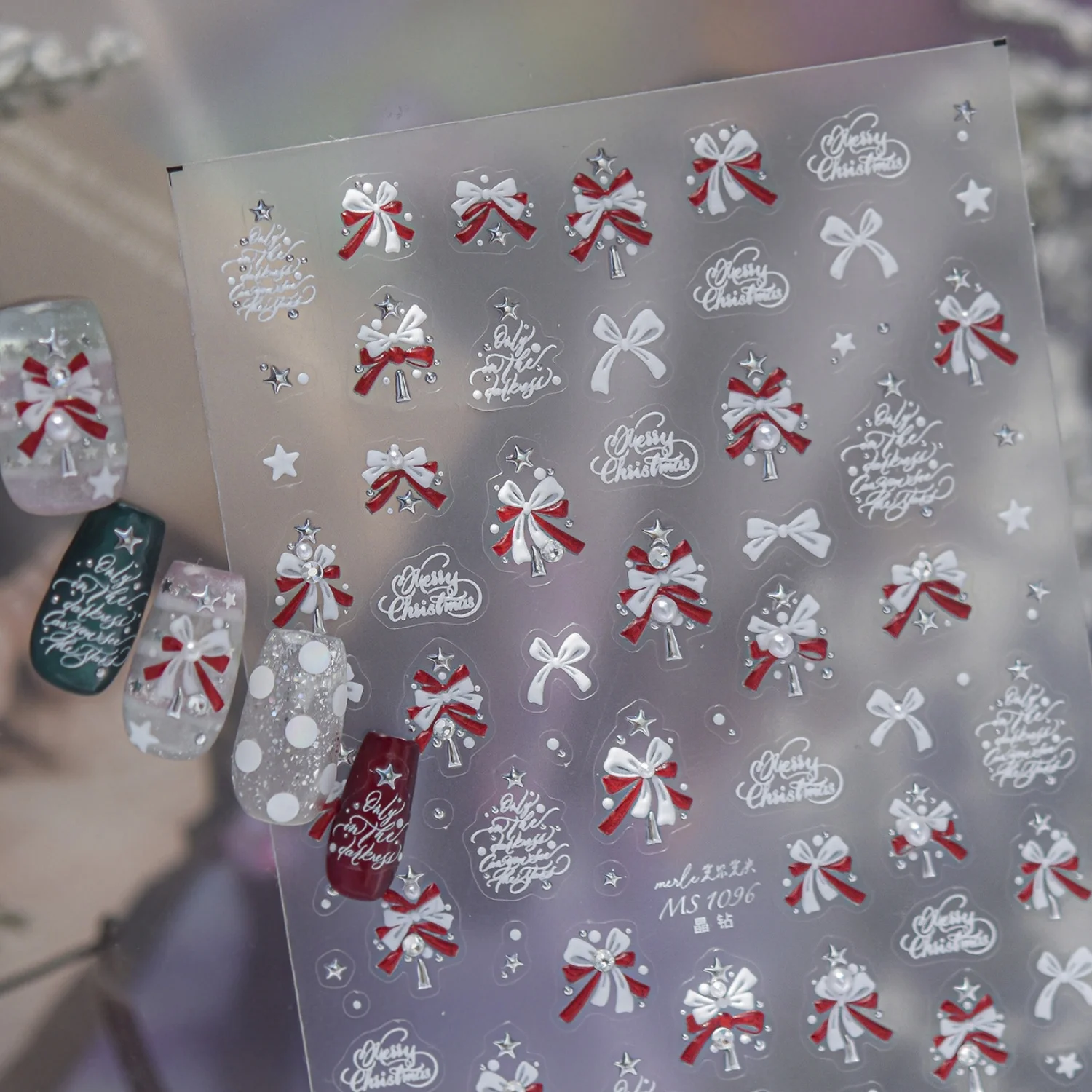 Gentle Christmas Pink Gold Bow - Nail Art Xmas Design review and price