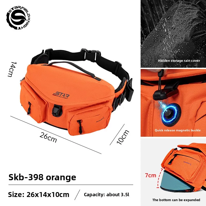 STAR FIELD KNIGHT Motorcycle Waist Bag Water-Resistant Magnetic Buckle Expandable Multi-Pocket Riding Crossbody Pack Men Women