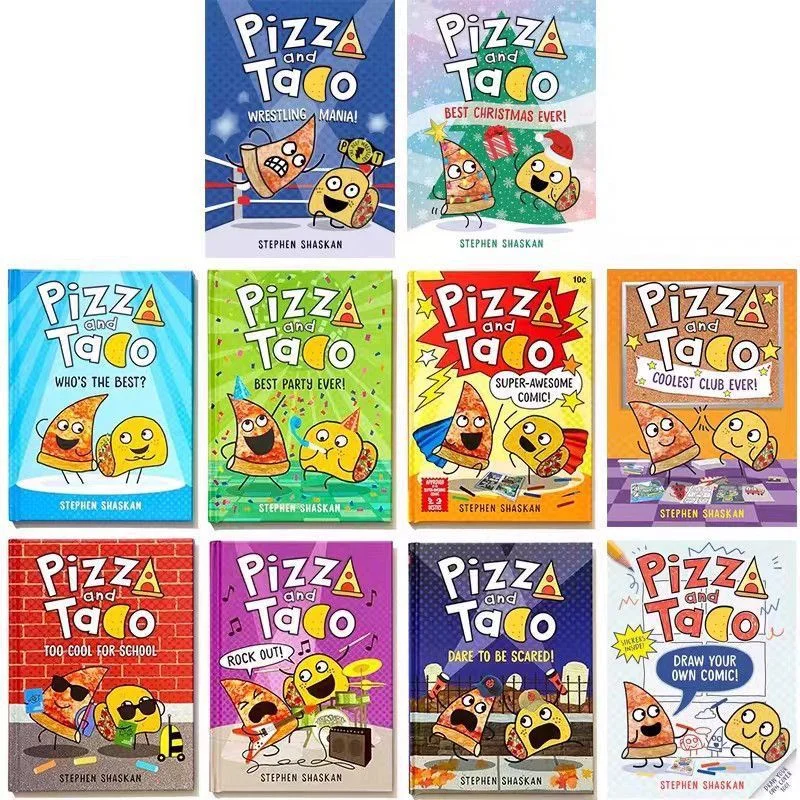 

Pizza and Taco 10 Volumes English Version Primary Chapter Color Comic Novel Hardcover English Books