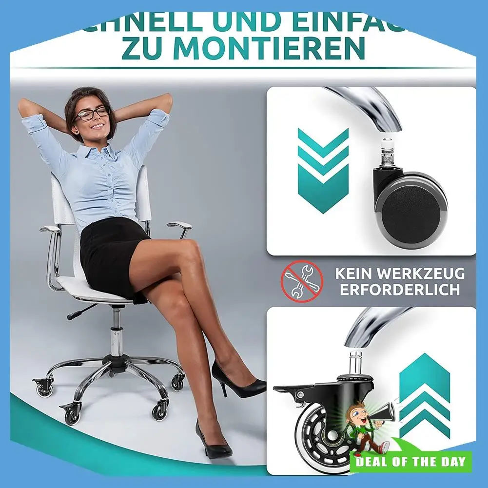 

24-Hour Delivery 5Pcs Office Chair Wheels 11 Mm Premium Hard Floor Wheels For Gaming And Office Chairs Chair Castors With Brake