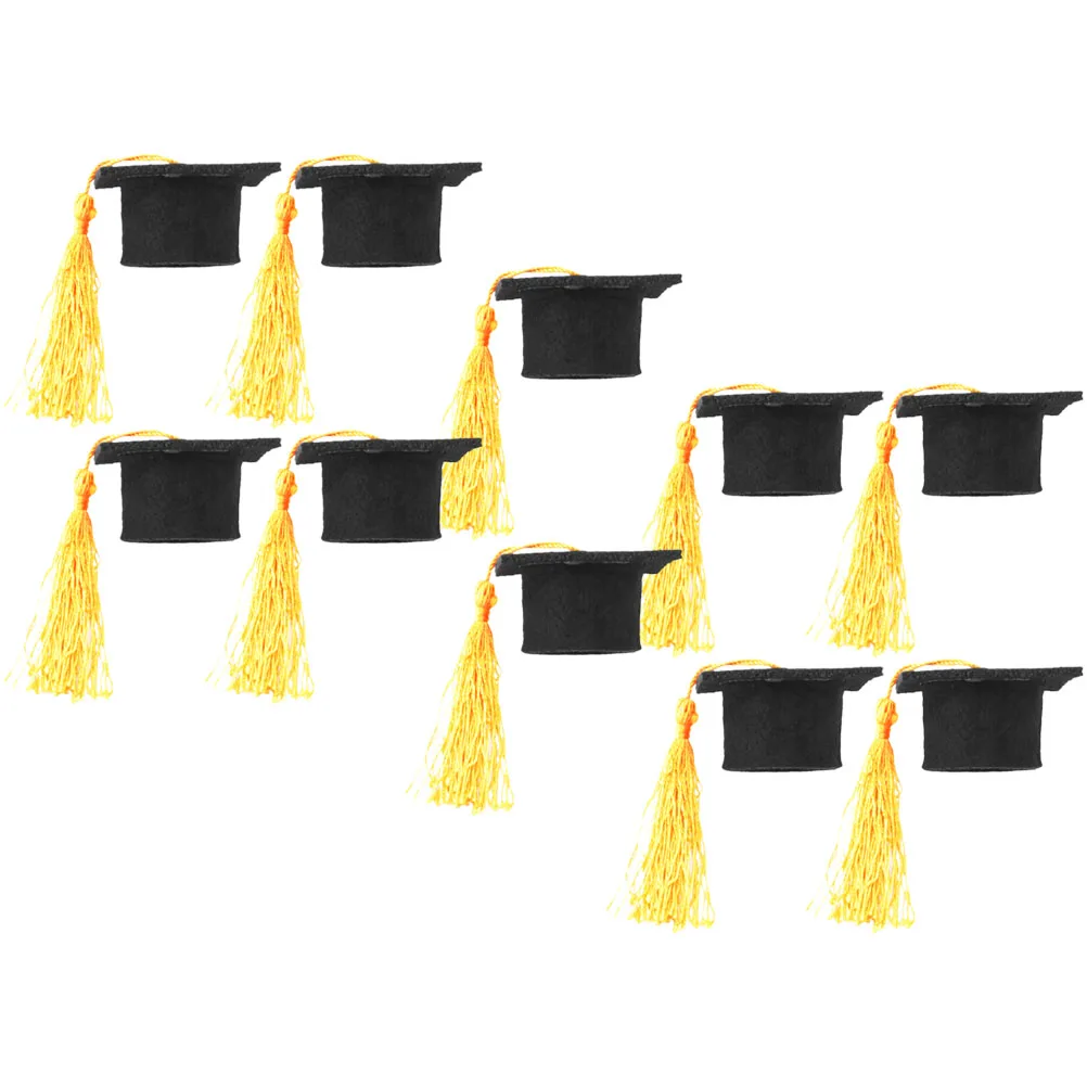 

10pcs Doctor Hat Bottle Toppers Graduation Mini Decor Black Tassel Caps Beverage Covers Party Props Photo Gifts