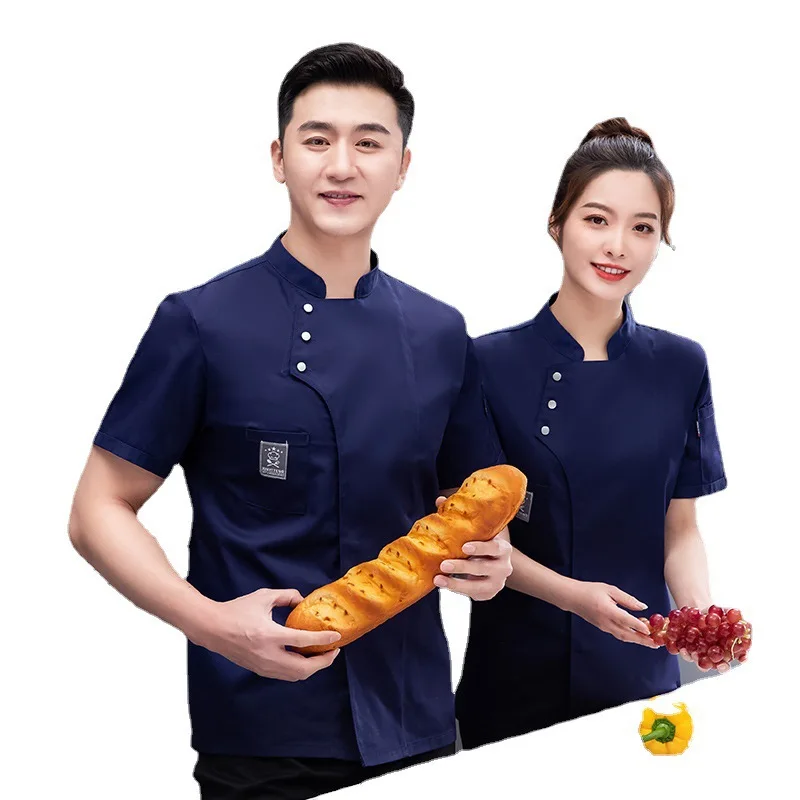 Chinese Style Chef Overalls Men's Short Sleeve Summer Breathable Chain Restaurant Hotel Kitchen Dining Baker Clothing