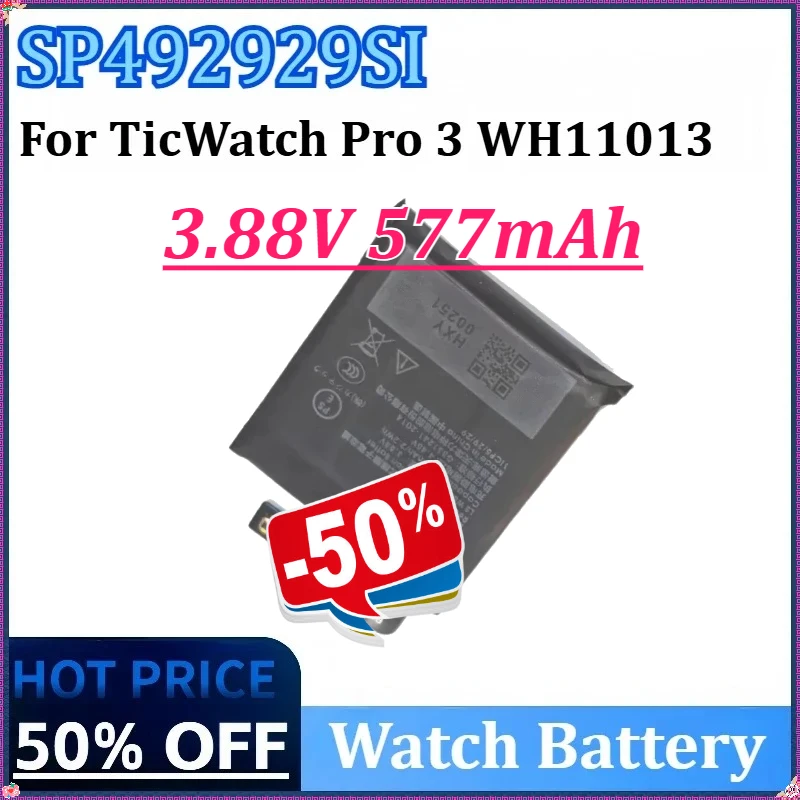 ل TicWatch Pro 3 بطارية GPS Wear OS Smartwatch بطارية قابلة للشحن جديد SP492929SI WH11013 3.88 فولت 577 مللي أمبير بطارية ساعة ذكية