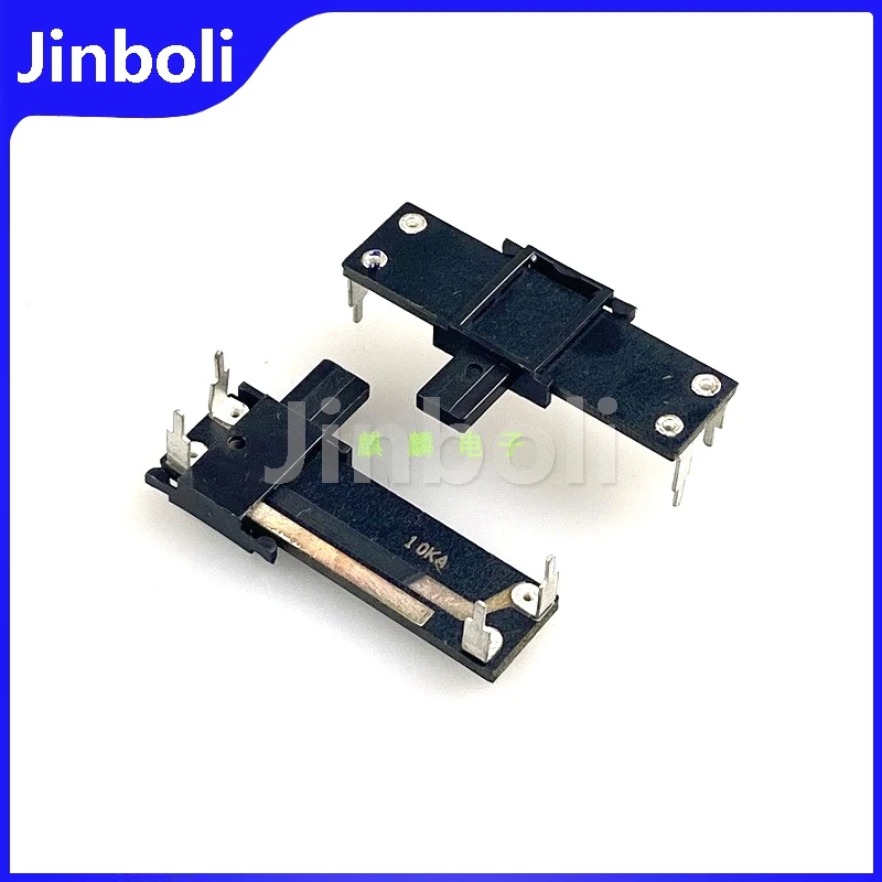 3PCS 34mm A10K 4-Pin Horizontal Single Straight Slide Potentiometer Mixer Fader 10KA Sliding Stroke 20mm Handle Length 6.5mm