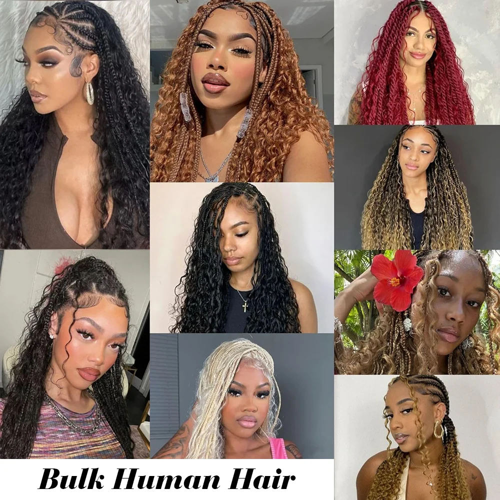 Trança de cabelo humano onda profunda em massa para trança sem trama profunda encaracolado trança de cabelo para boho tranças cabelo humano virgem brasileiro