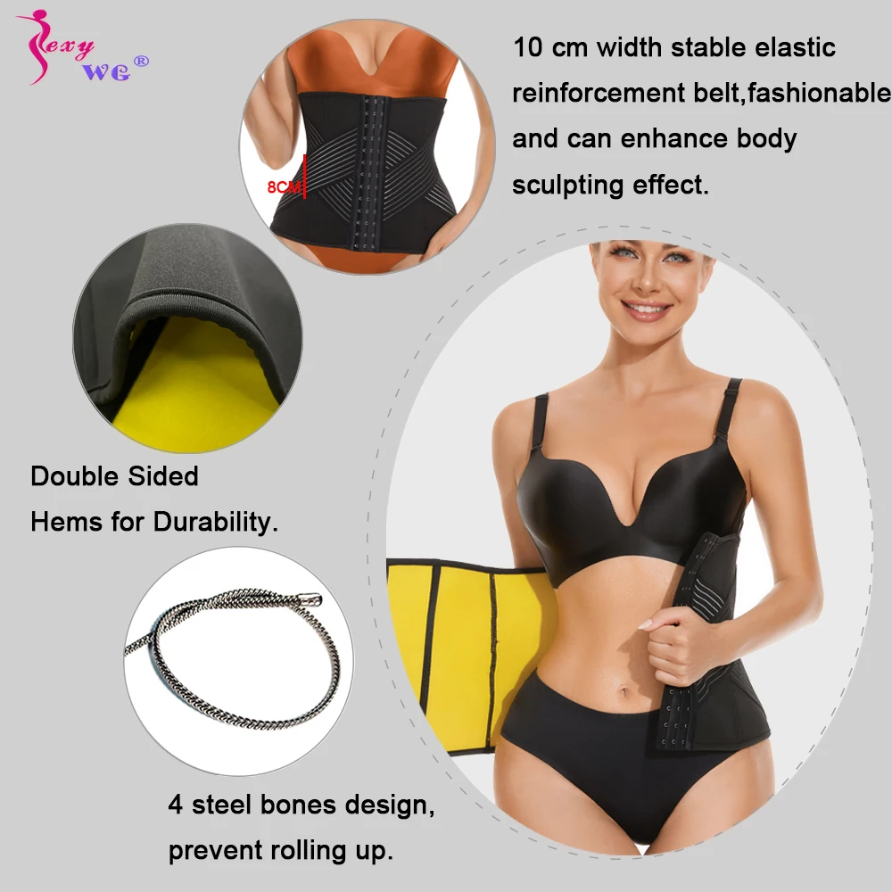 SEXYWG Women Waist Trainer Belt Neoprene Body Shaper Strap Weight Loss Trimmer Belly Wrap Band Fat Burner Slimming Workout