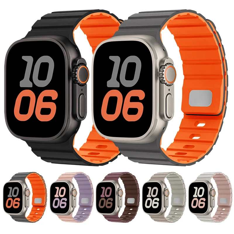 Magnetisches Silikonarmband für Apple Watch Bänder 45mm 44mm 42mm 46mm 49mm …